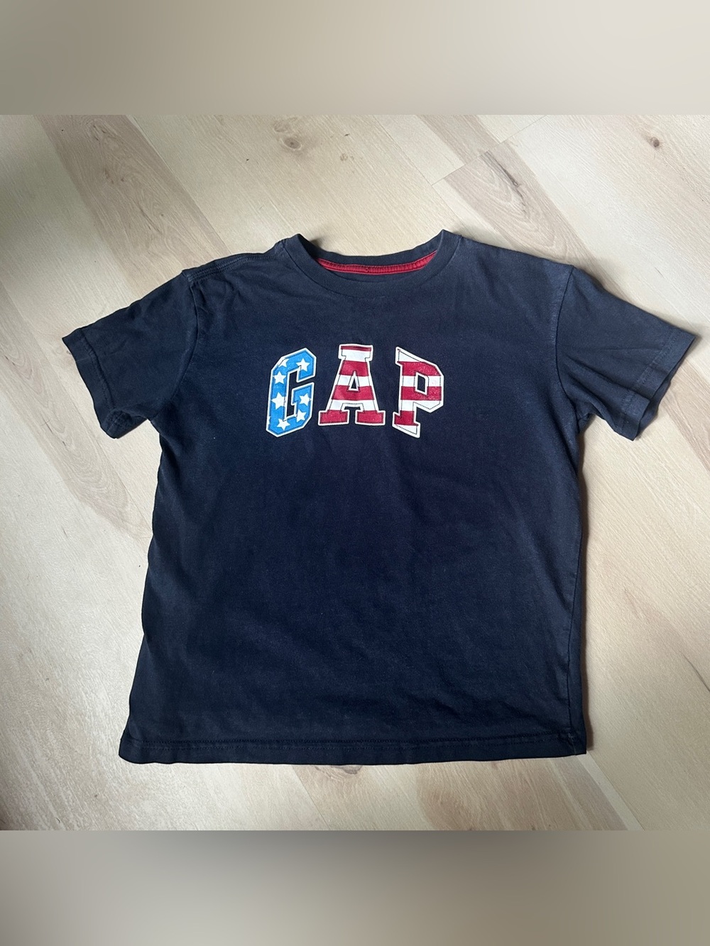GAP Navy Short-Sleeve Tee with Red & Blue Flag Logo